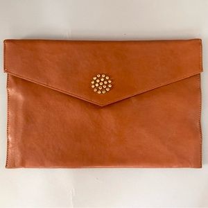 1070s-80s Shirl Miller Ltd Brown Leather Envelope Clutch